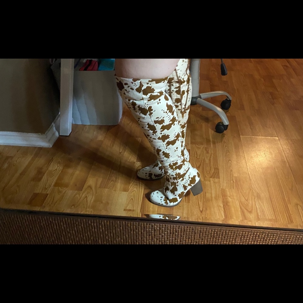 Cow print boots